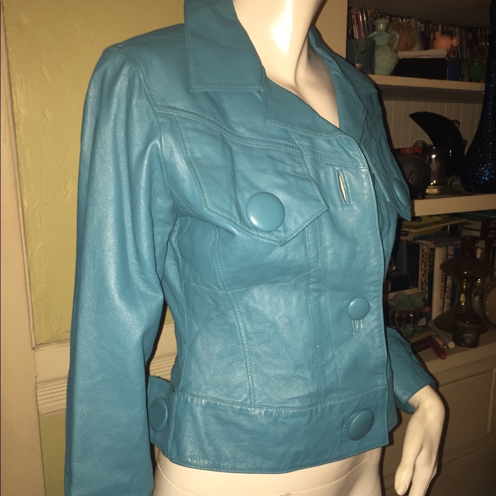 Baby blue leather